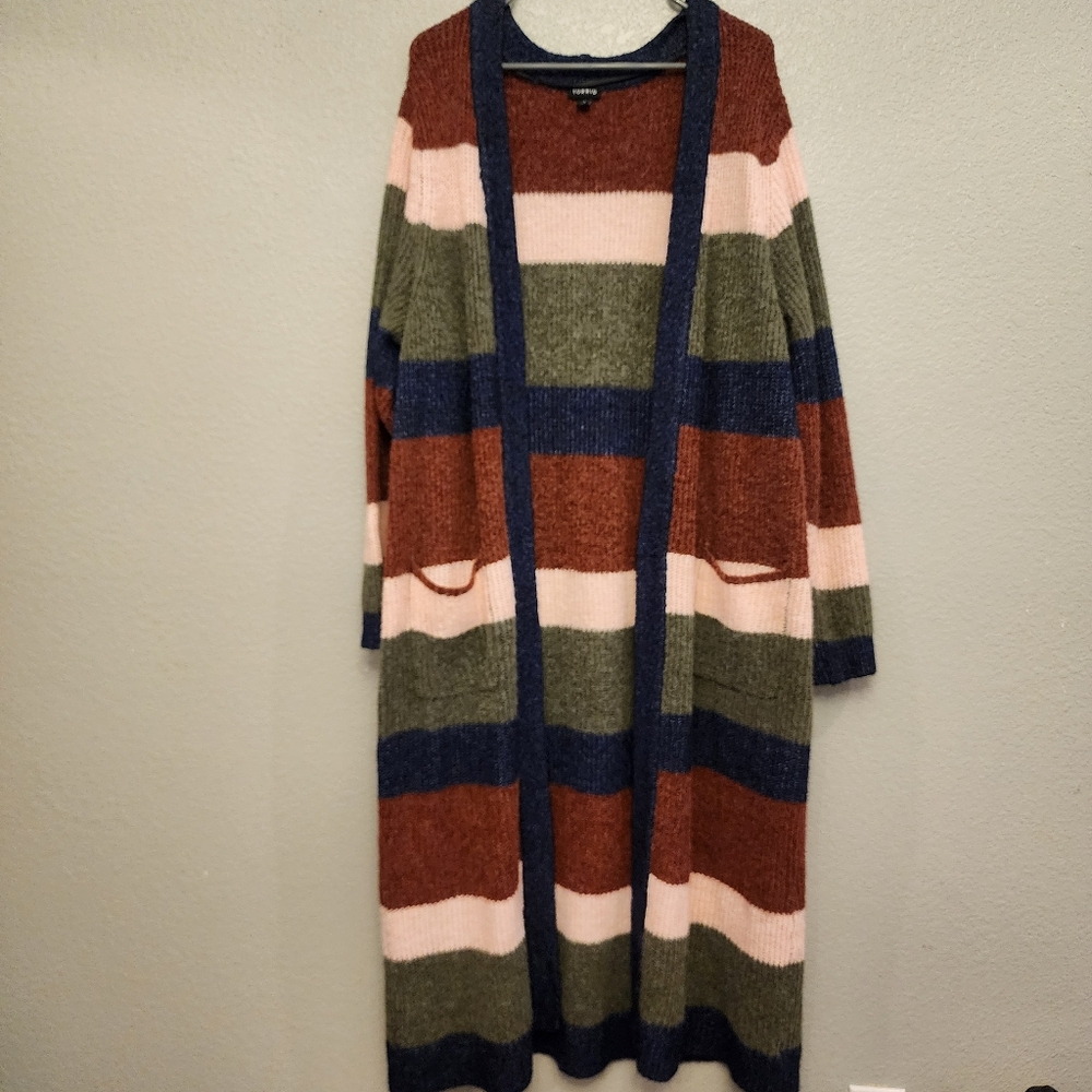 Long Striped Cardigan